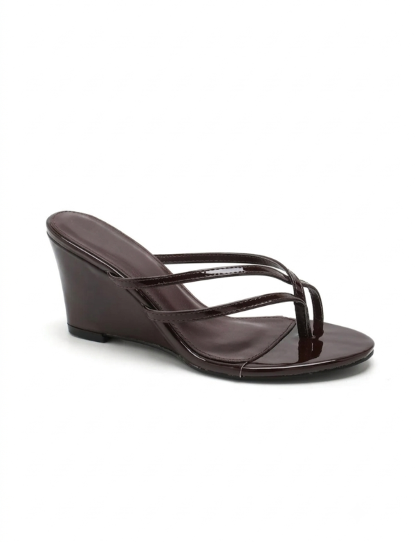 mules à talon compensé - marron