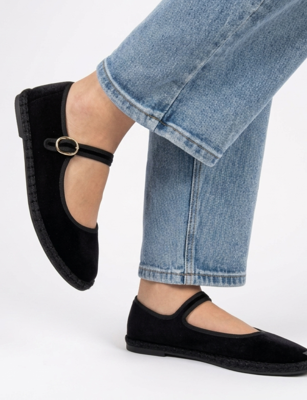 Ballerines en velours - noir