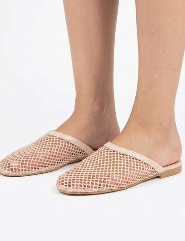 Mules en résille - beige