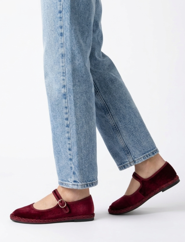 Ballerines en velours - rouge