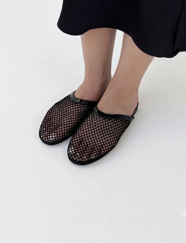 Mules en résille - noir
