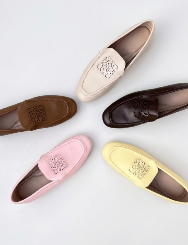 Mocassin en cuir à motif - Rose