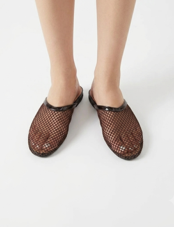 Mules en résille - marron