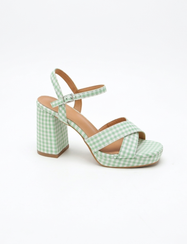 Sandales à talon plateforme style graphique - vert blanc