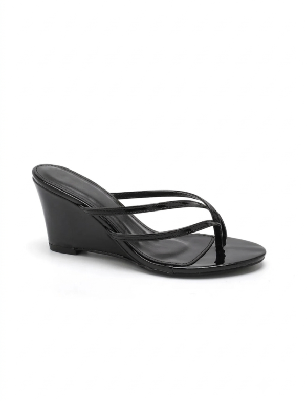 mules à talon compensé - noir