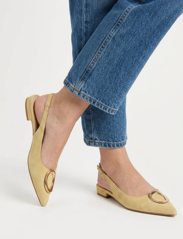 Ballerine slingback en suédine avec détail bijou - jaune