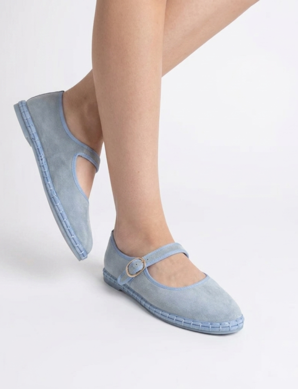 Ballerines en daim - Bleu