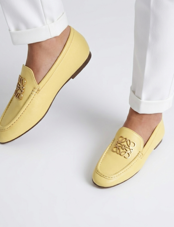 Mocassin en cuir à motif - Jaune