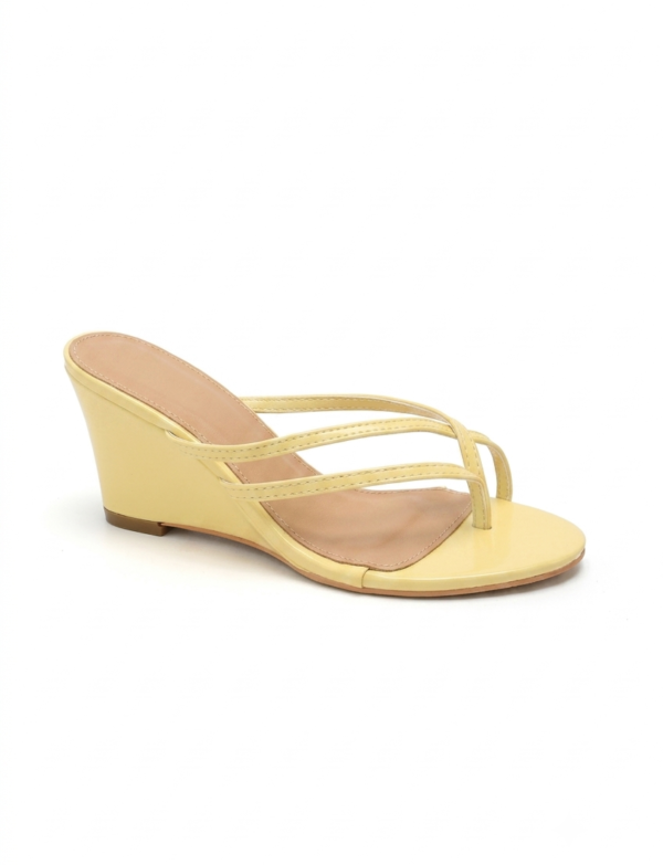 mules à talon compensé - jaune