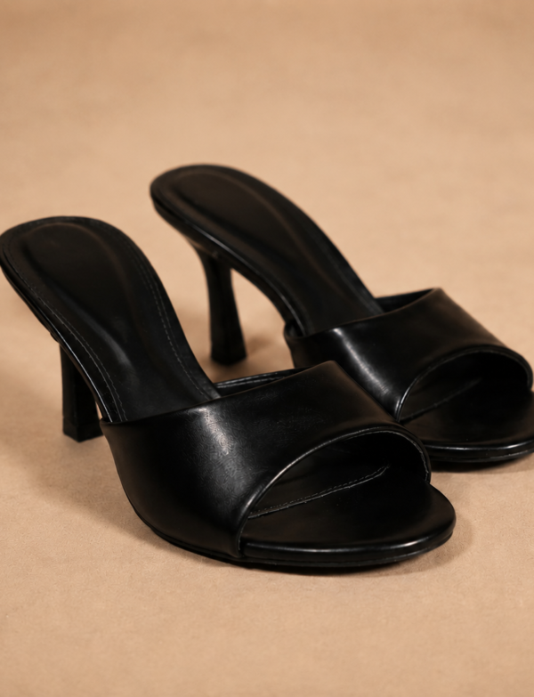 Mules à talon - 5cm - noir