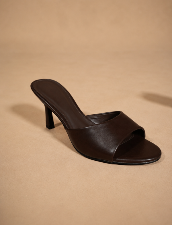 Mules à talon - 5cm - marron