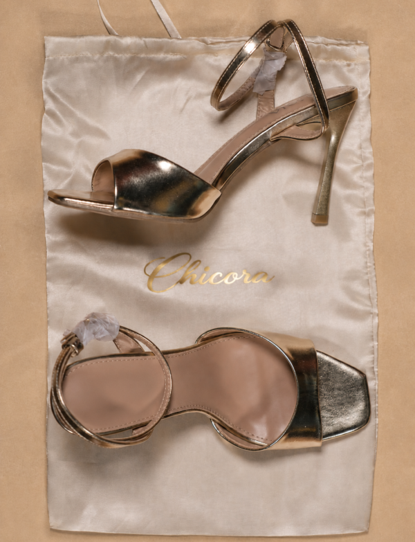 Sandales à talon & ceinture - 9 cm - Gold