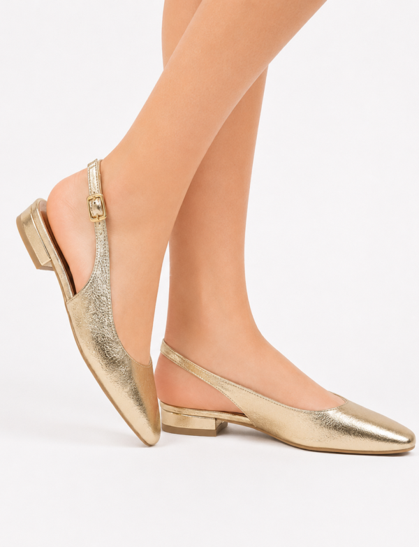 Ballerines slingback métalisée - Gold