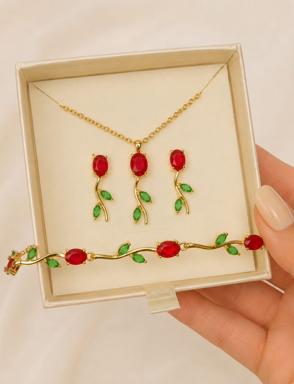 Ensemble Tulipe rouge vert royal