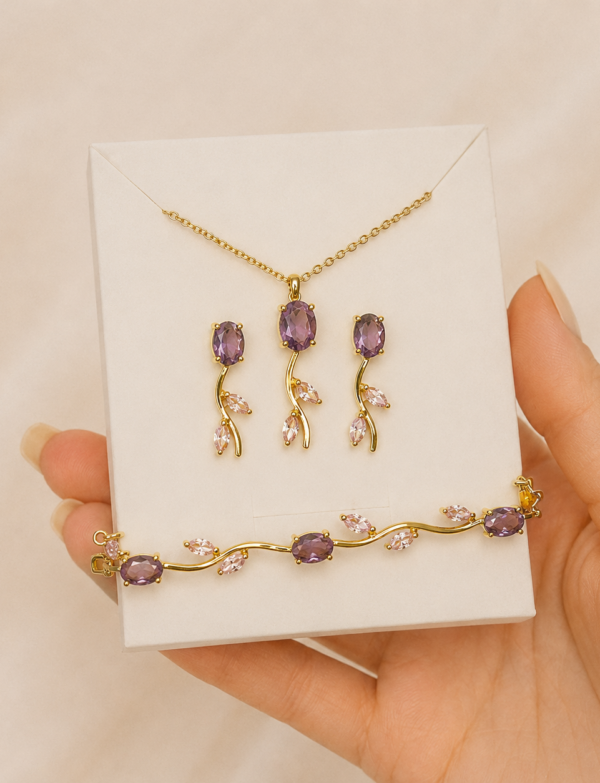 Ensemble Tulipe violette rose blanche